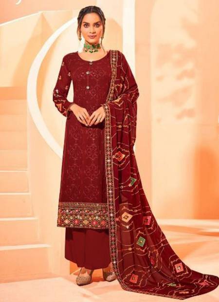 Maroon Colour Dulhan Radha New Latest Designer Festive Wear Georgette Plazzo Suit Collection 843